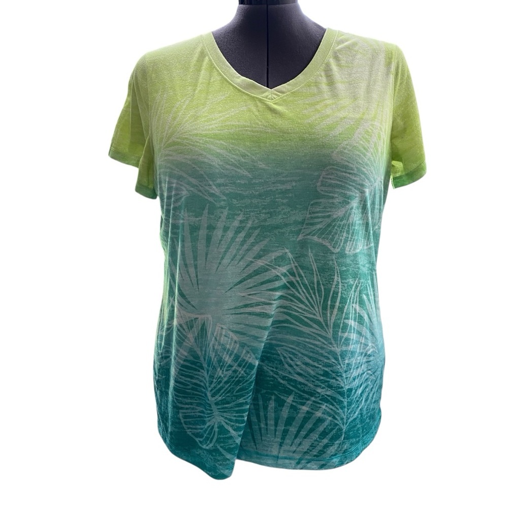 Made for Life Plus sz 1X blue green gradient color short sleeve lightweight Tee